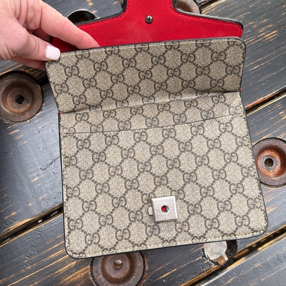 GUCCI Dionysus mini printed coated-canvas and suede shoulder bag - Hibiscus Red - Picture 7 of 17